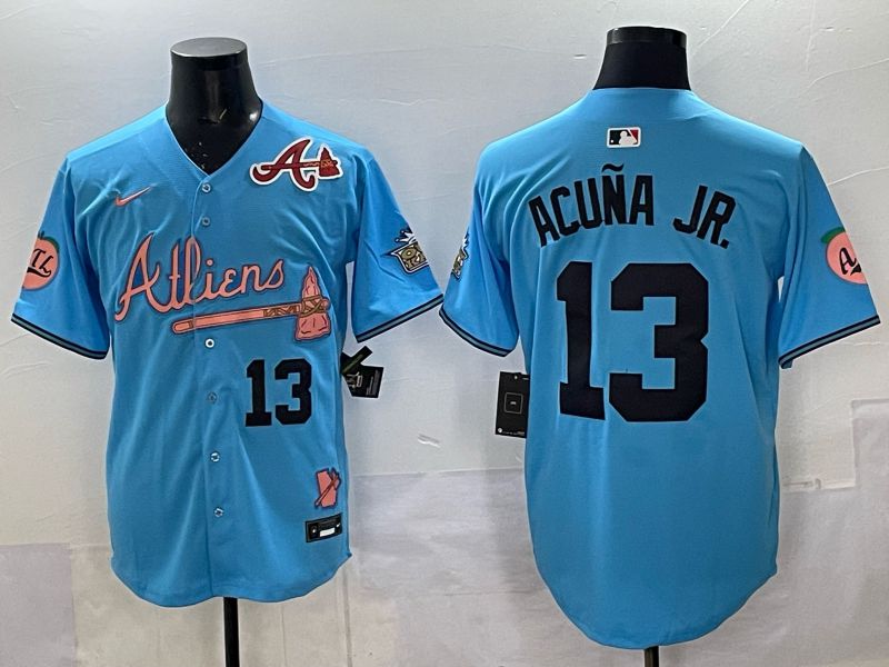 Men Atlanta Braves Nike #13 Acuna jr Light blue 5th generation Joint Name 2025 MLB Jersey 011->atlanta braves->MLB Jersey